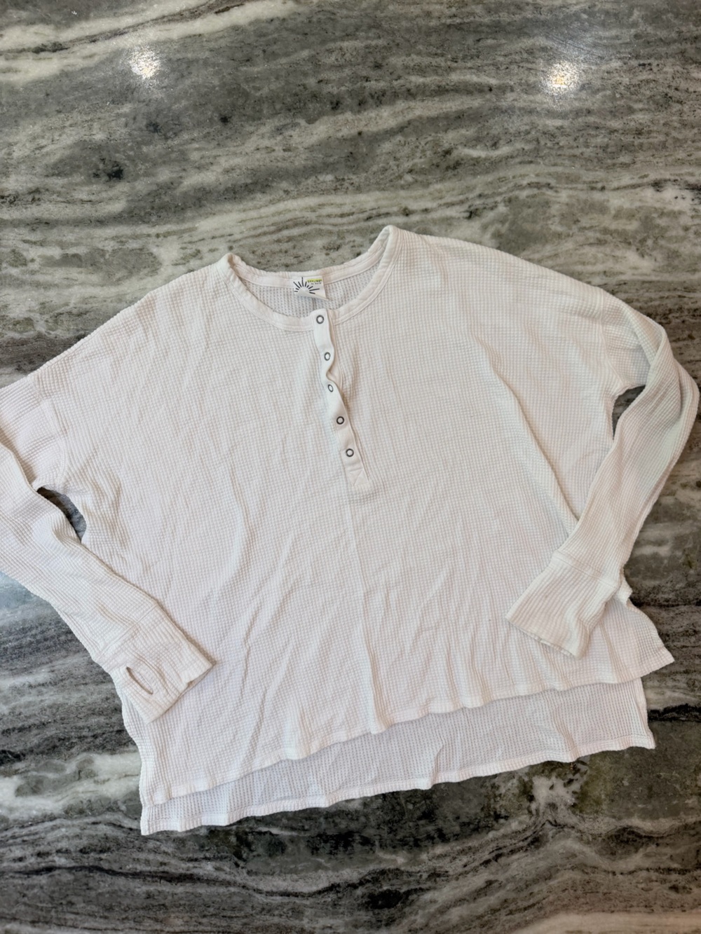 Aerie Offline Waffle Henley Long-Sleeve Top in White
Medium